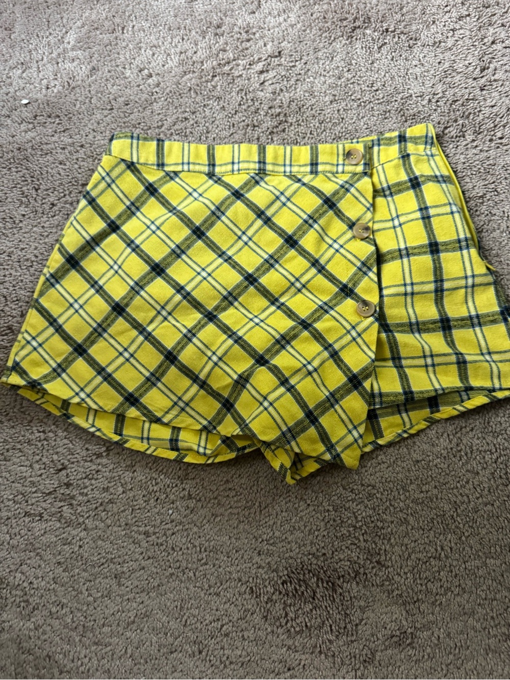 Kendall & Kylie Yellow Plaid Wrap Skort